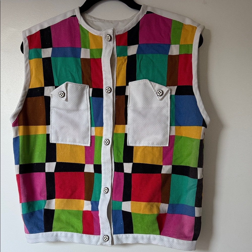 Colorful Checkered Vintage Vest